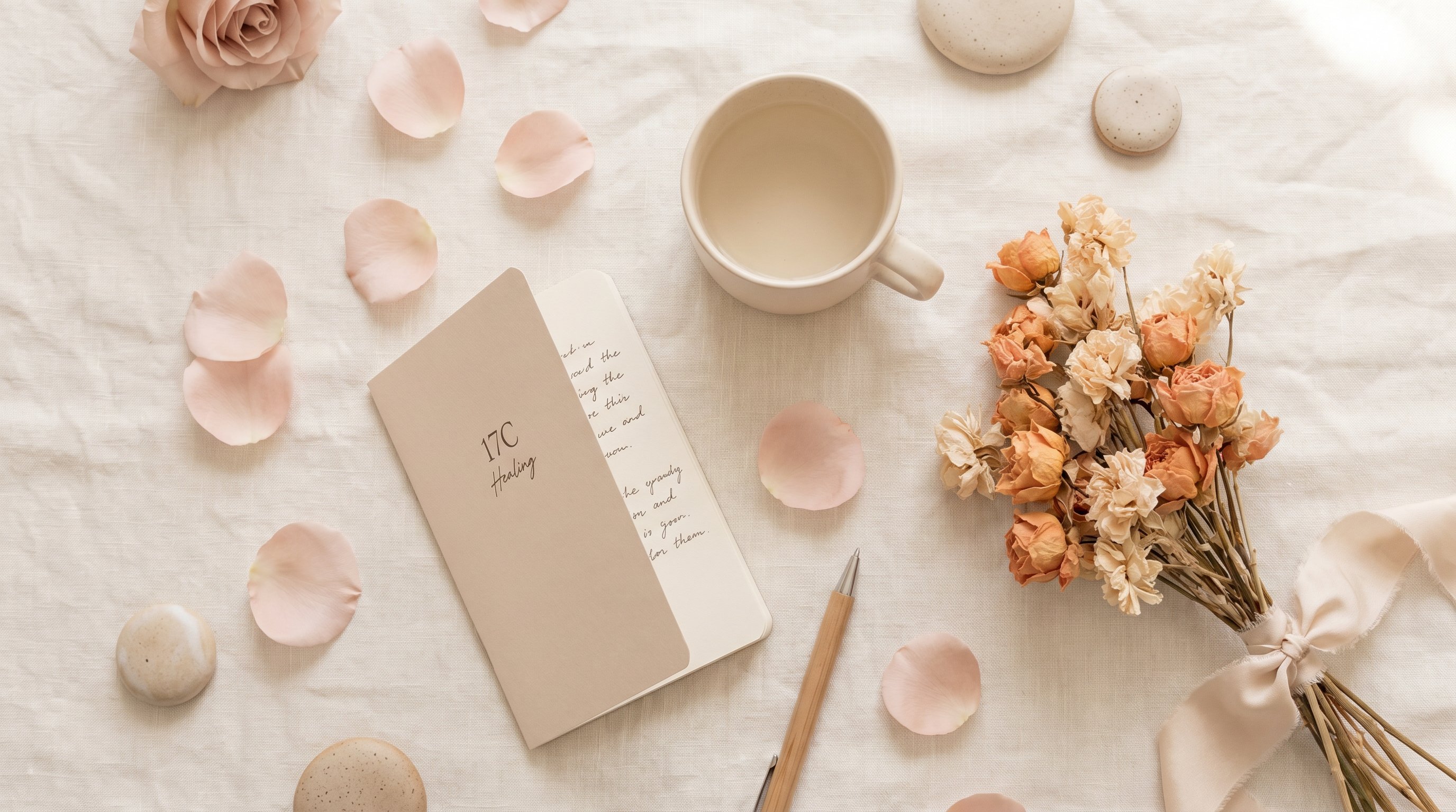 17C品牌理念背景，温柔的花瓣与日记本，www.ntanree.cn